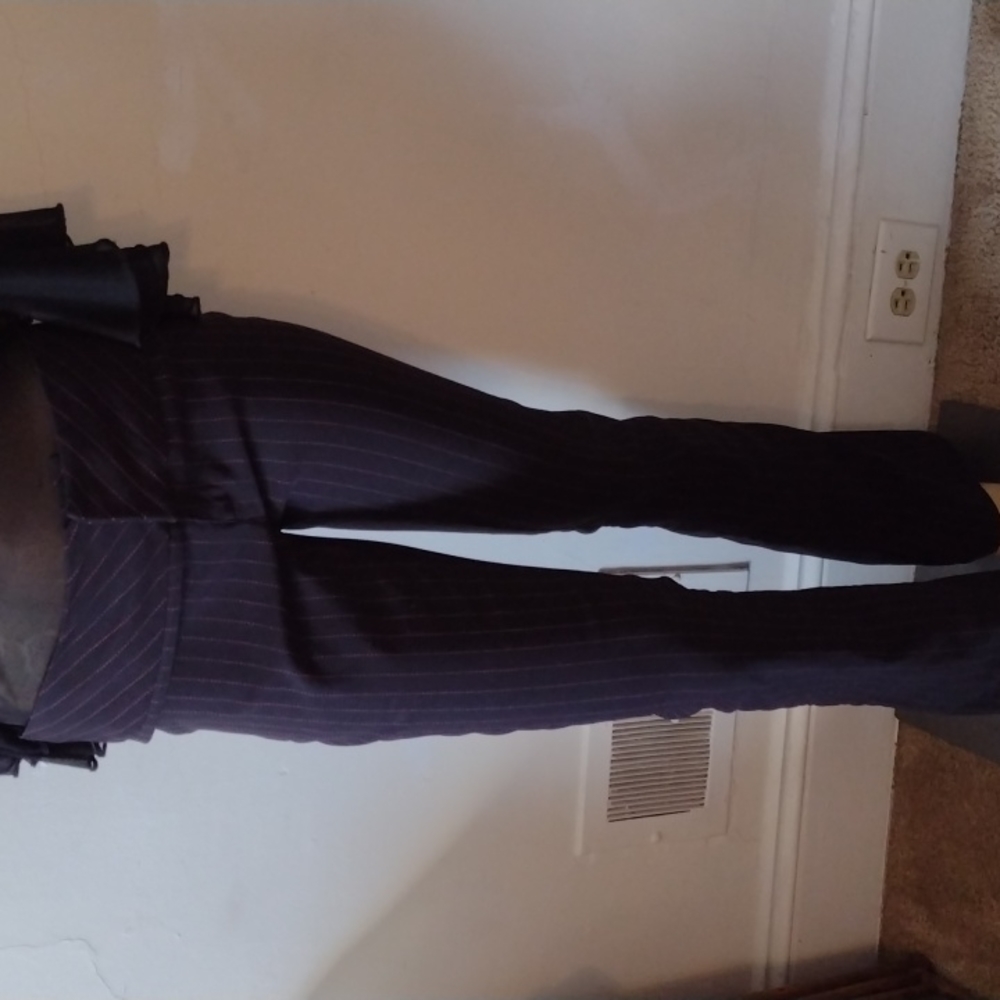 Black and hot pink pin stripe flare low rise dress pants 90s vintage sexy